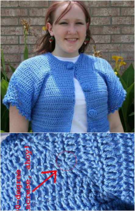 Crochet Short Cardigan with Button Coverings - A Stylish Spring Layer Crochet Short Cardigan with Button Coverings - A Stylish Spring Layer