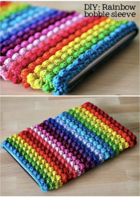Crochet Rainbow Bobble Tablet Sleeve Pattern: