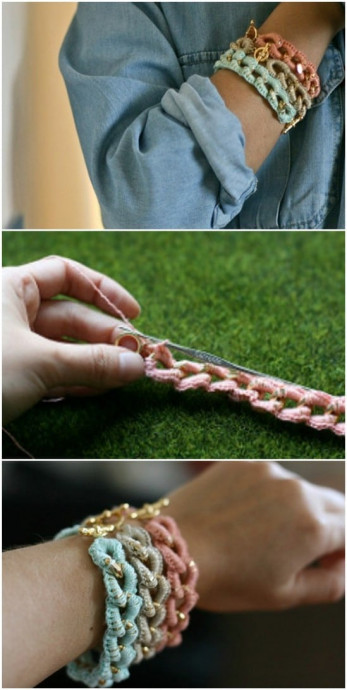 Easy and Stunning Crocheted Chain Bracelet Pattern Tutorial for Beginners Easy and Stunning Crocheted Chain Bracelet Pattern Tutorial for Beginners