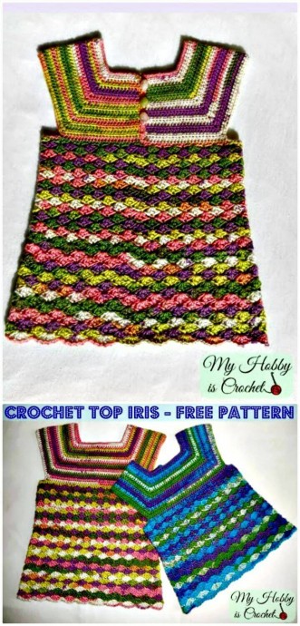 Free Crochet Top Iris Child Size 3-5 Years Pattern: