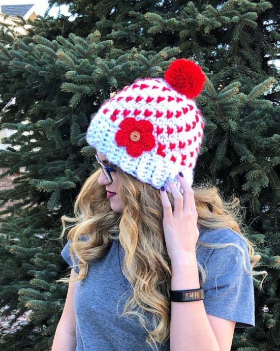 Crochet Heartful Winter Hat