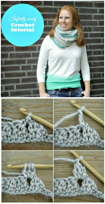 Crochet Bobble Stitch Infinity Scarf Pattern: