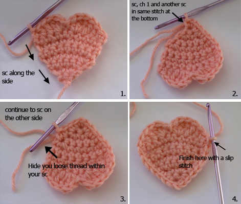Crochet Heart Applique