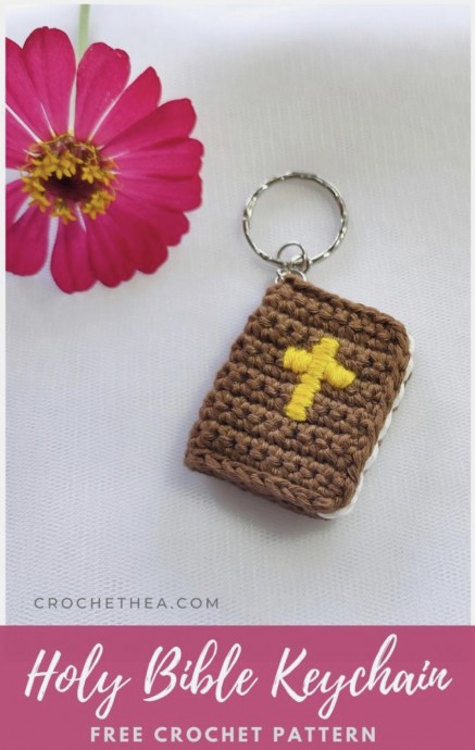 Crocheted Holy Bible Keychain