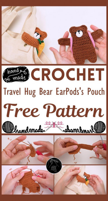 Crochet Travel Hug Bear Ear Pod's Pouch