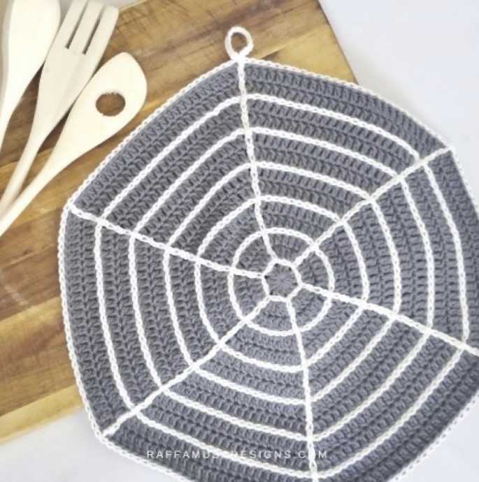 Crochet Halloween Spiderweb Dishcloth