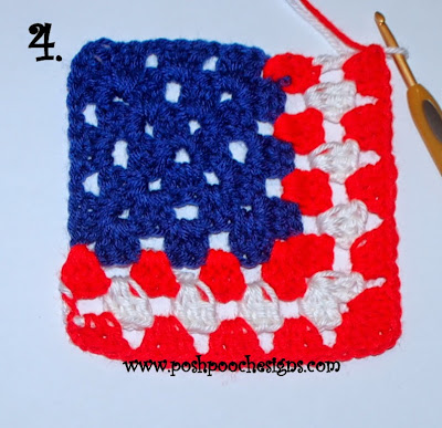 Crochet American Flag 12 Inch Granny Square