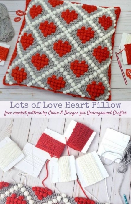 Crochet Love Heart Pillow