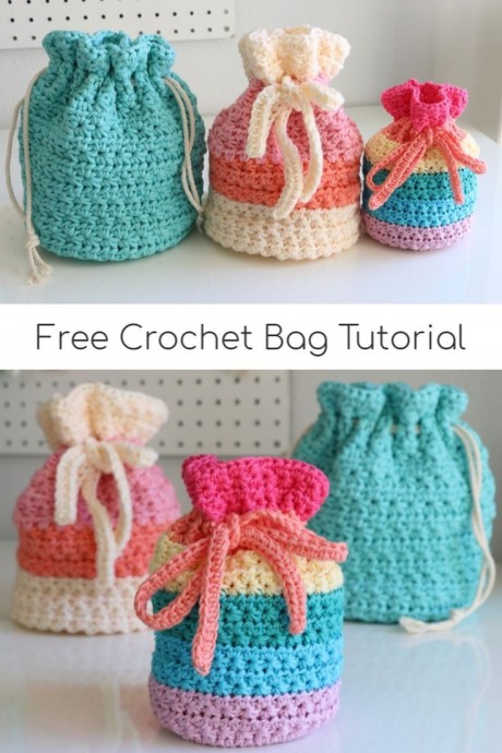 Drawstring Crochet Bag