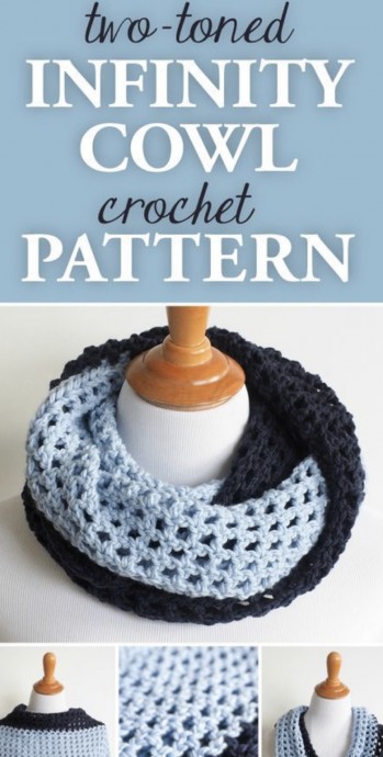 Crochet Two-Toned Infinity Cowl