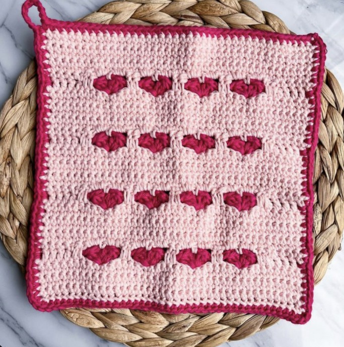 Crochet I Heart You Dishcloth