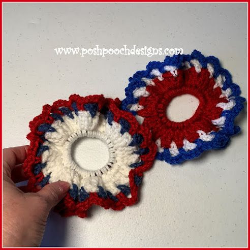 Crochet Patriotic Ruffle Scrunchie