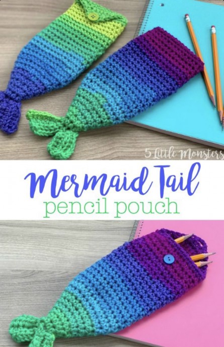 Mermaid Tail Pencil Pouch (Free Crochet Pattern)