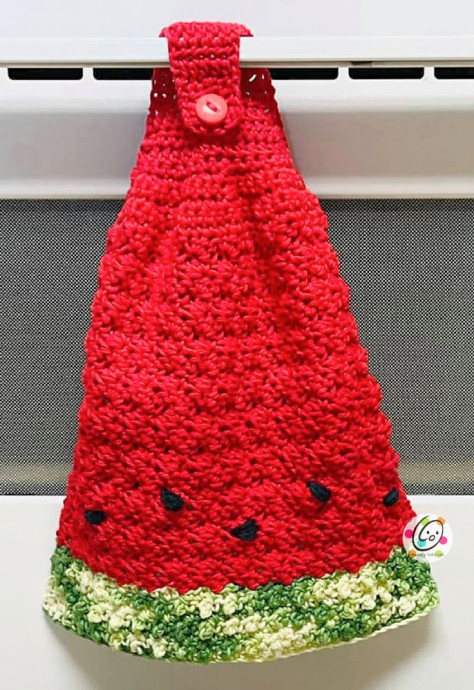 Create a Charming Crochet Sweet Melon Hanging Towel for Your Kitchen Decor