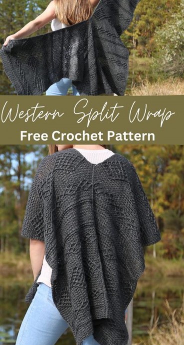 Crochet Cabled Ruana Wrap Pattern + PDF