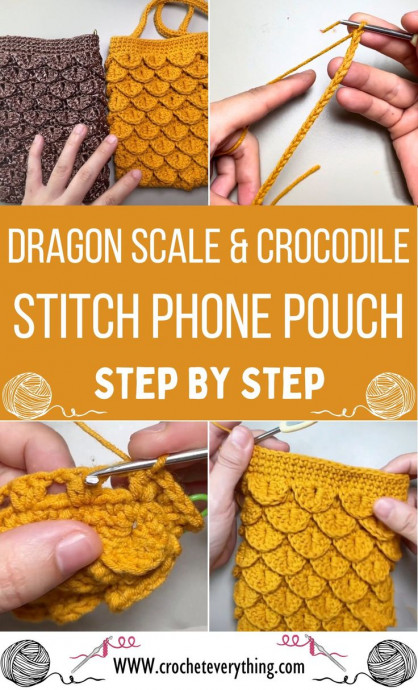 Create a Stunning Crochet Dragon Scale & Crocodile Stitch Phone Pouch for Your Mobile Device