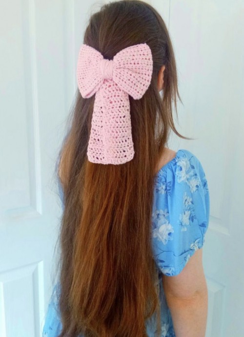 Crochet Delicate Rose Hair Bow Free Pattern