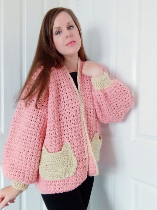 Crochet Kitty Cat Cardigan