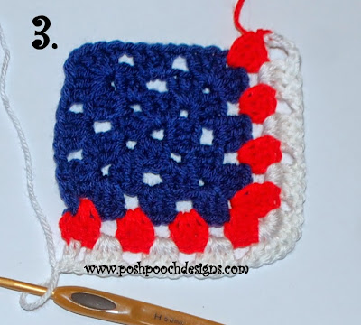 Crochet American Flag 12 Inch Granny Square