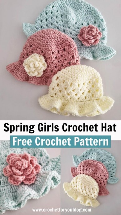 Crochet Spring Girls Hat