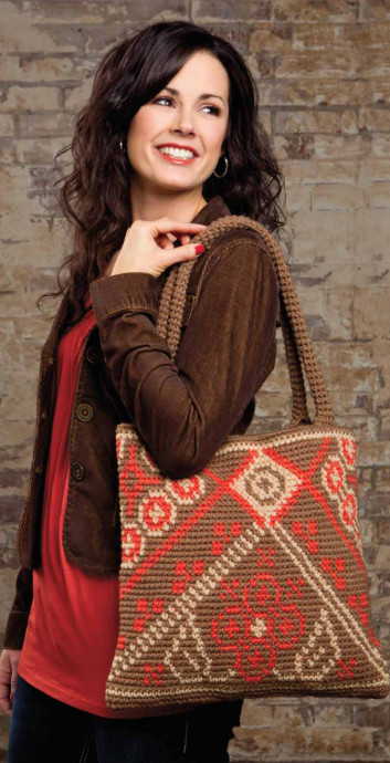 Crochet Autumn Sunrise Tapestry Tote & Accessories Bag – Embrace the Cozy Vibes of Fall