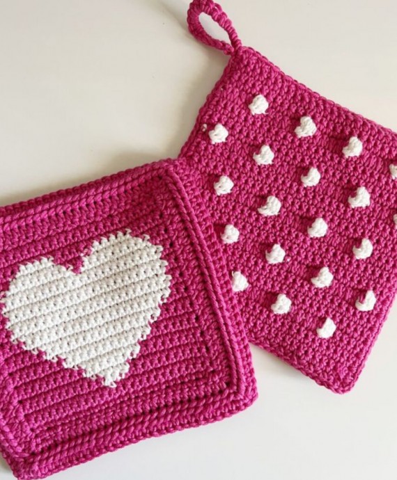 Crochet Heart Hot Pad