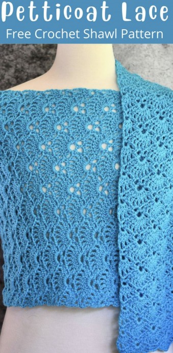 Crochet Petticoat Lace Rectangle Shawl (Free Pattern)