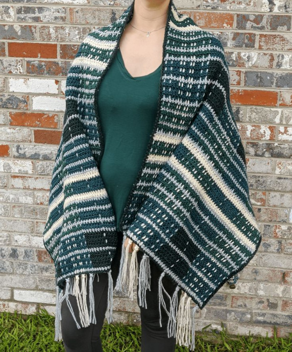 Crochet Slytherplaid Blanket Scarf
