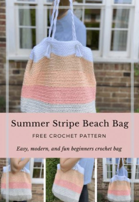 Summer Stripes Beach Bag – Free Crochet Pattern – FREE CROCHET PATTERN ...