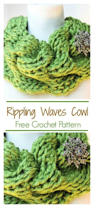 Crochet Rippling Waves Cowl