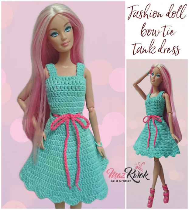 Crochet Fashion Doll Bow Tie Tank Dress