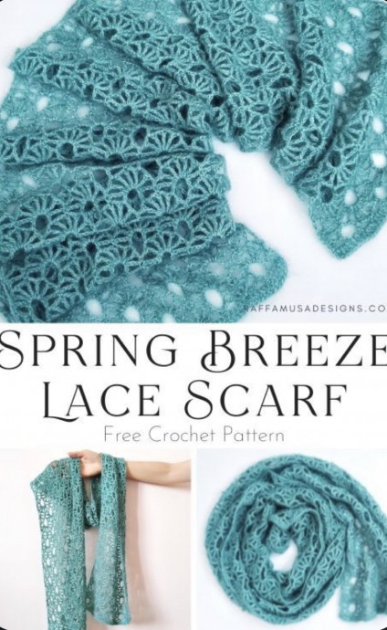 Free Spring Breeze Crochet Lace Scarf Pattern