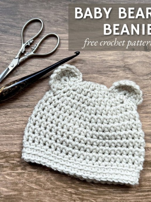 Baby Bear Beanie Crochet Pattern (FREE)