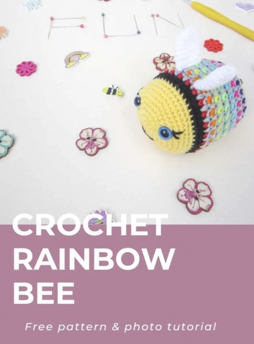 Crochet Rainbow Bee (Free Pattern)