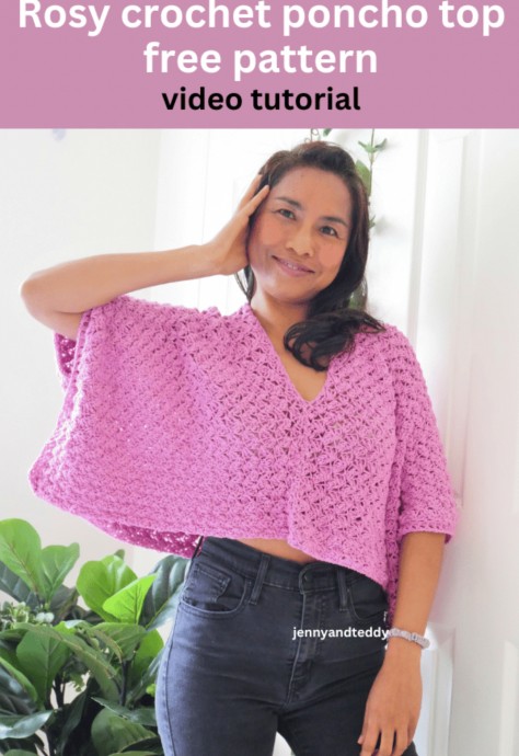 Rosy Poncho Crochet Top