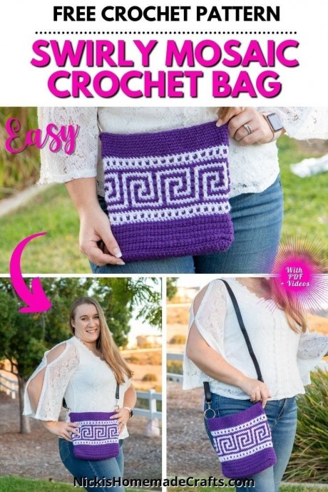 Swirly Mosaic Crochet Bag