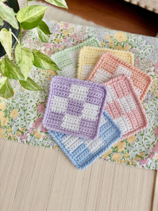 Crochet Checkered Coasters