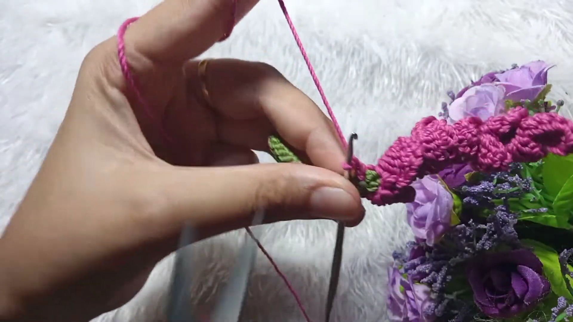 Crochet Lavender Flower Keychain