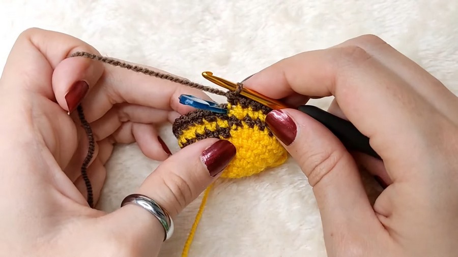 Crochet Amigurumi Bee Keychain