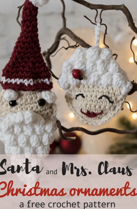 Crochet Santa and Mrs. Claus Christmas Ornament
