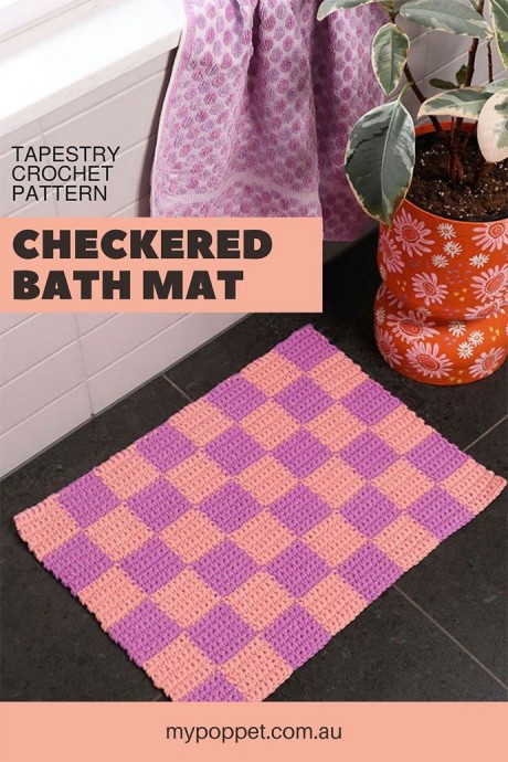 Tapestry Checkered Bath Mat