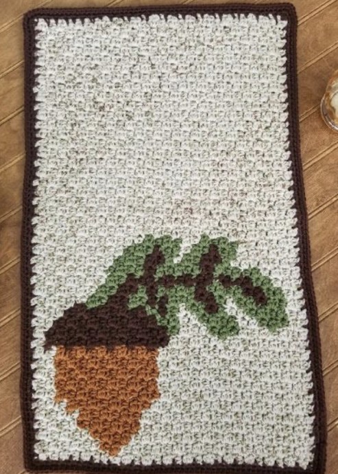 Crochet Acorn Hand Towel