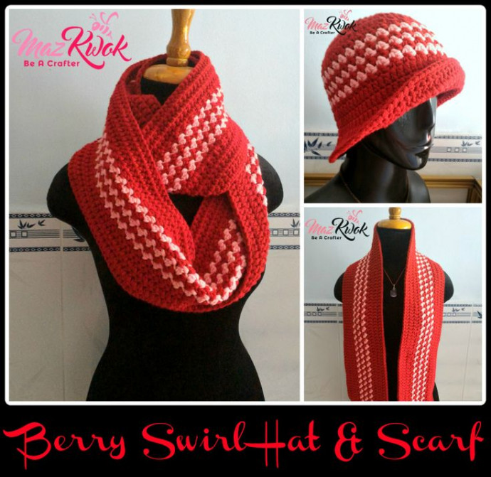 Crochet Berry Swirl Hat and Scarf