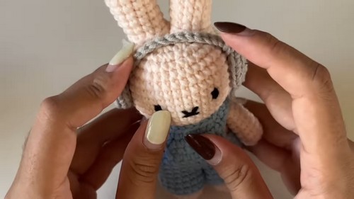 Crochet Bunny In Overalls And Headphones