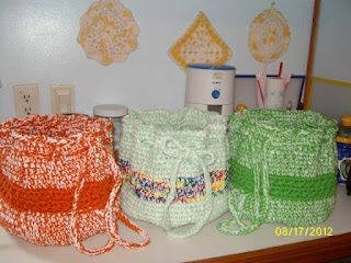Crochet Drawstring Bags and Backpacks