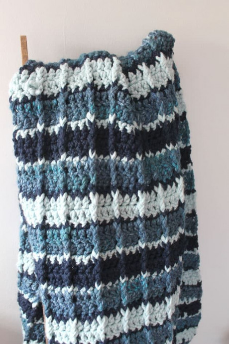 Cozy Up with a Beautiful Crochet Striped Large Wool Blanket - A Perfect Addition to Your Home Decor Cozy Up with a Beautiful Crochet Striped Large Wool Blanket - A Perfect Addition to Your Home Decor