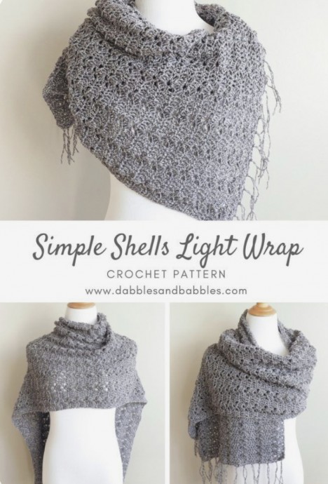 Simple Shells Light Crochet Wrap