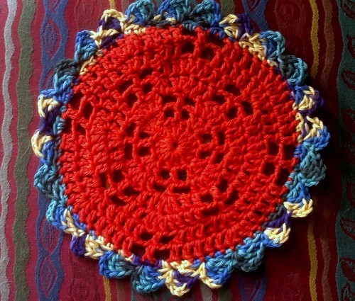 Crochet Ring of Fire Dishcloth - A Bright and Functional Kitchen Essential