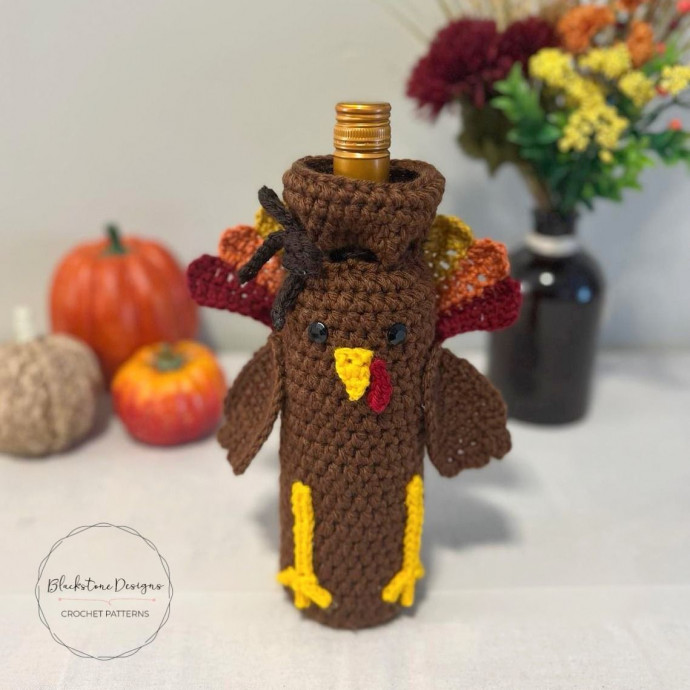 Create an Adorable Crochet Turkey Bottle Cozy for Thanksgiving Celebrations