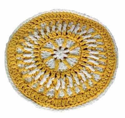 Crochet Gold and White Potholder